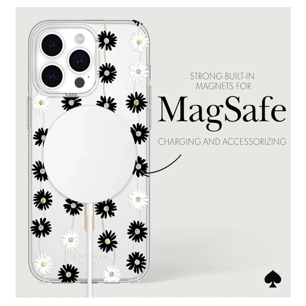Kate Spade iPhone 14 Pro Max Protective MagSafe Case -Pink/White Floral‎ D13